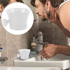 Linkidea Ceramic Shaving Mug with Knob Handle, Deep Lathering Bowl for Men, Wet Shaving Cup Compatible with Shaving Brushes, Razor Soap & Cream Holder, Grooming Accessory (White)