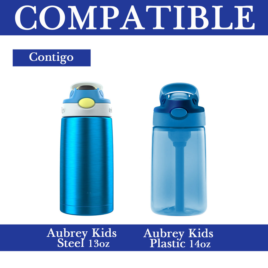 Linkidea Water Bottle Sleeve Compatible with Contigo Aubrey Tritan 14oz, Steel 13oz Kids Bottle, Waterbottle Holder Bag with Name Tag, Navy Blue