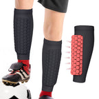 Linkidea Honeycomb Soccer Shin Guard for Adult, Lightweight Football Shin Pad Sleeve, Breathable and Easy to Put On Soccer Protective Leg Pads (1 Pair / Black, XXL)