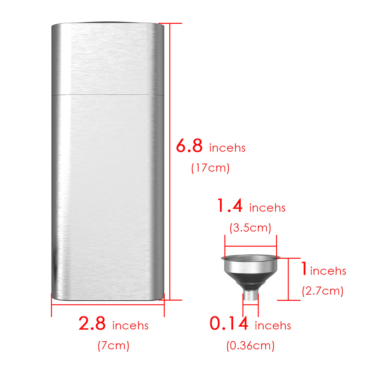 Linkidea 2oz Stainless Steel Hip Flask with Cigar Tube and Funnel, Portable Travel Case Fits 50 Ring Gauge, Gift for Men (Silver)