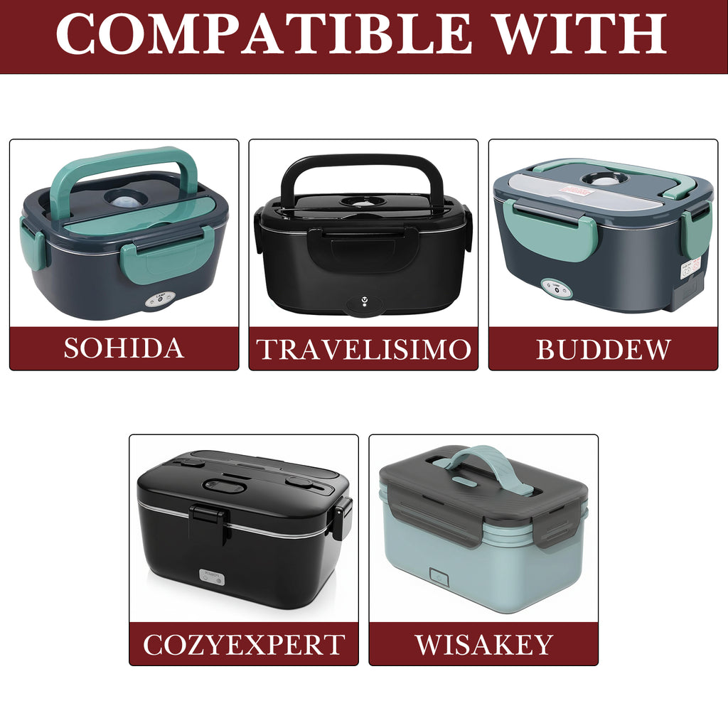 Linkidea 1.5L Stainless Steel Electric Lunch Box Replacement Inner Container / Insert, Compatible with SOHIDA, 8.7 inch Removable 2 Compartment Food Tray (Silver)