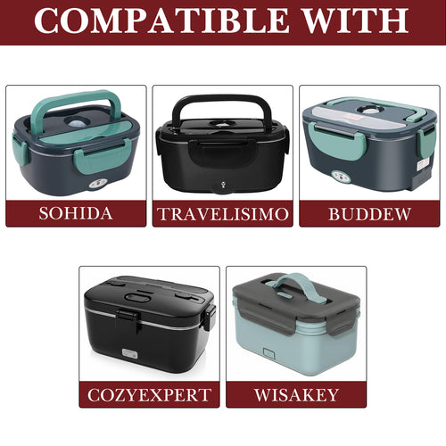 Linkidea 1.5L Stainless Steel Electric Lunch Box Replacement Inner Container / Insert, Compatible with SOHIDA, 8.7 inch Removable 2 Compartment Food Tray (Silver)