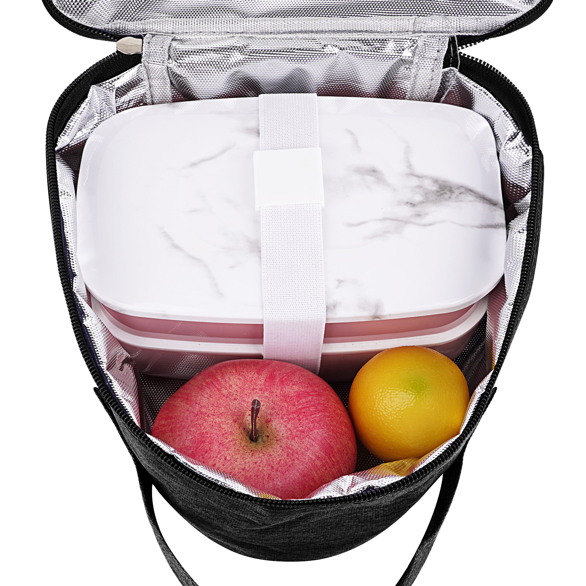Linkidea Large Capacity Snack Bags, Thermal Insulated Cooler Tote Bag for Fruit, Leak-proof Portable Food Storage Accessories Fits Picnic, Camping (Black)