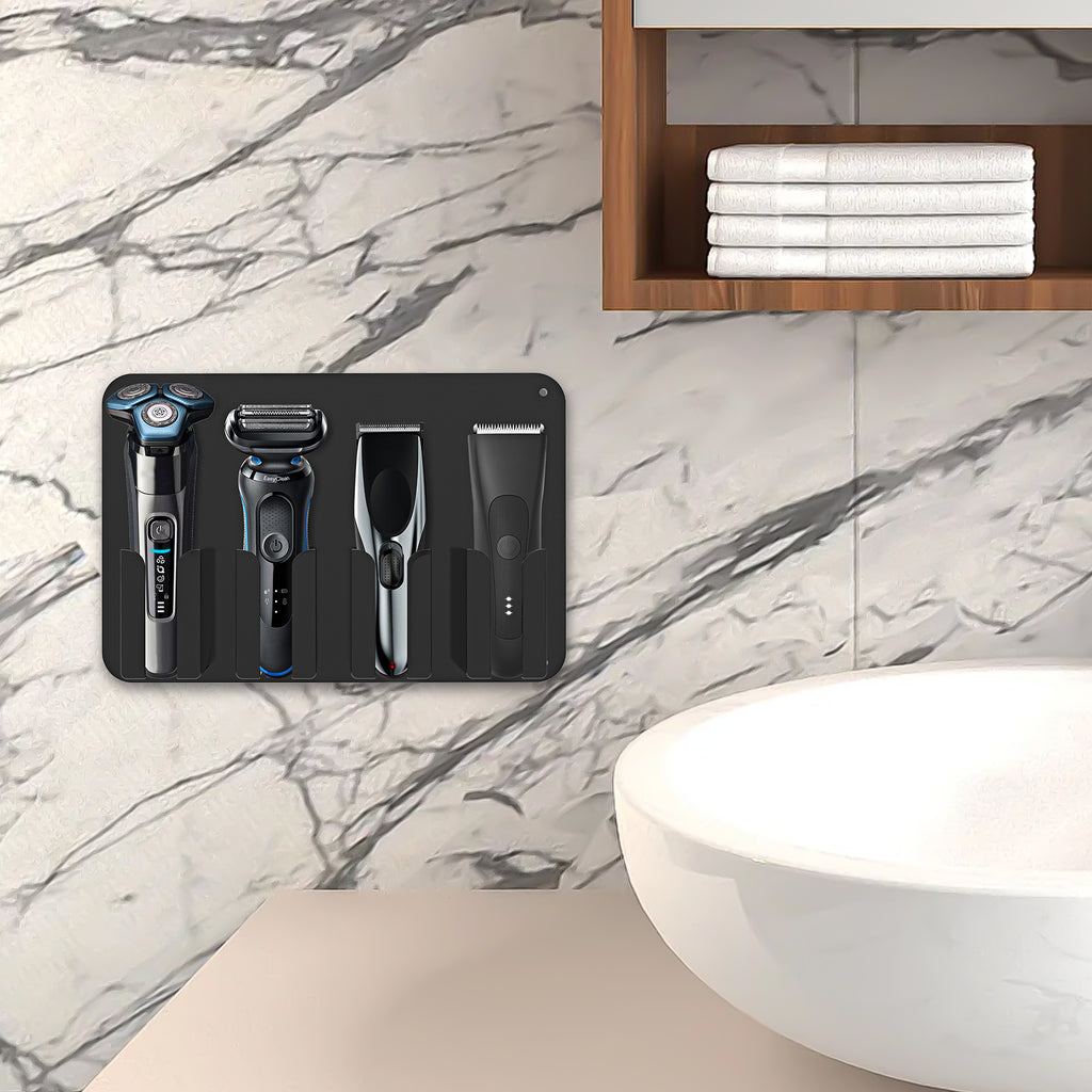Linkidea Wall-Mounted Electric Shaver & Hair Clipper Holder, Organizer and Storage Stand Compatible with Philips Norelco 3600, 2400, Wahl 7063 (Black)