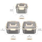 Linkidea 3 Pack Square 304 Stainless Steel Fruit and Food Containers with Lid, Preservation Box Container Fridge Fresh-Keeping, Fruit Storage Container with Handle Oven/Dishwasher Safe (Silver)