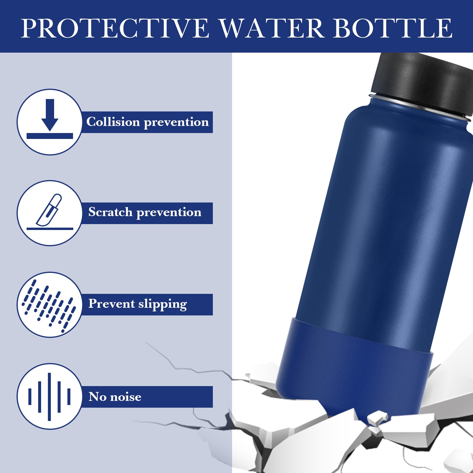 Linkidea Water Bottle Boot Compatible with IRON °FLASK Wide Mouth 32oz/40oz, Narrow Mouth 32oz, Silicone Bottle Bottom Sleeve Cover Protector, Bottle Bumper (Cobalt / 2 Pack)