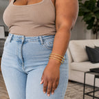 Plus Size Bangle Bracelets Set for Women, Set of 6 Stainless Steel Extra Large Round Gold & Silver Bangles Fashion Accessories, 9.8 Inches (XXL)