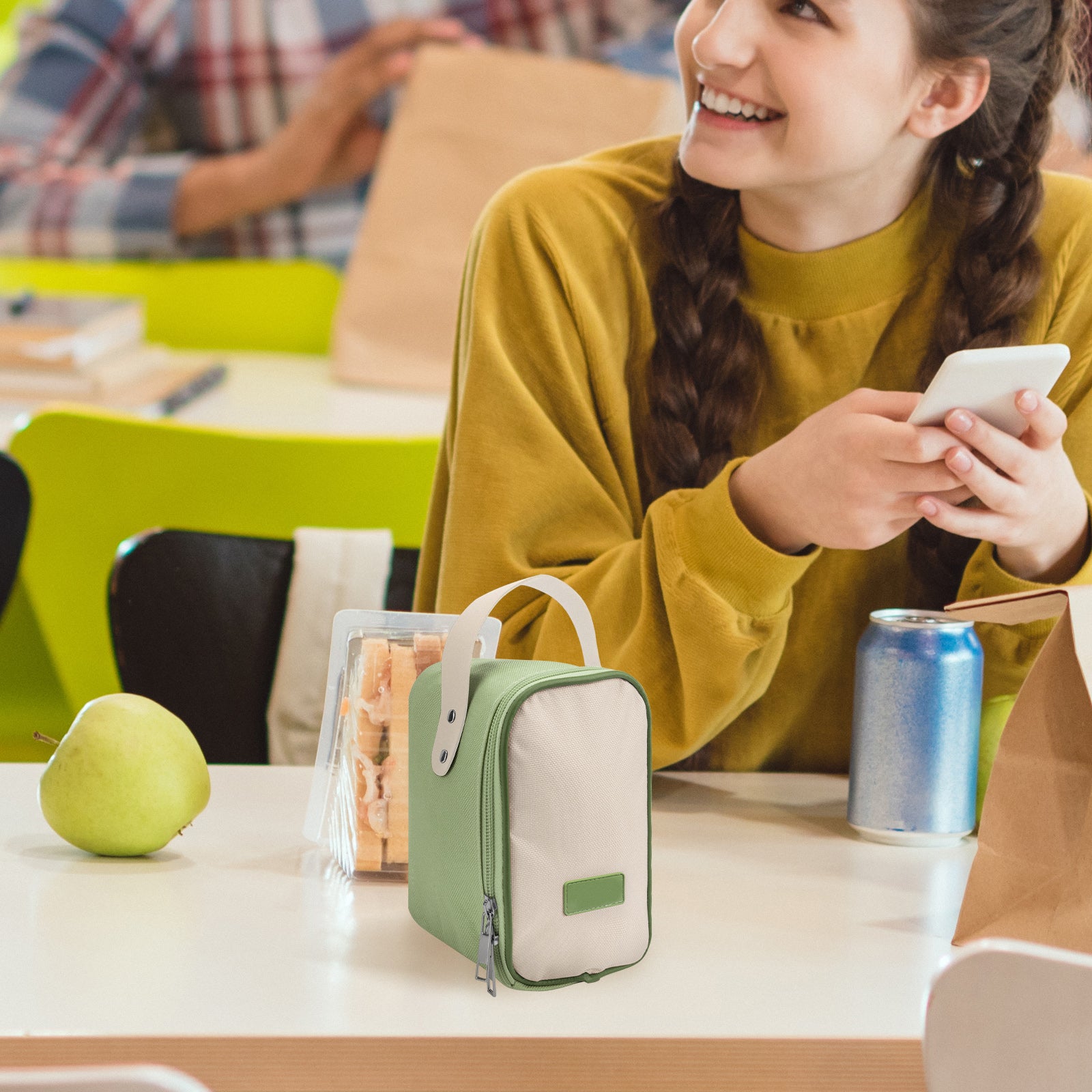 Linkidea Insulated Food Jar Bag, Thermal Snack Bag, Lunch Cooler Bags for Food Jar, Suitable for Office Work, Outdoor Picnics, Compatible with THERMOS 24 oz (Green)