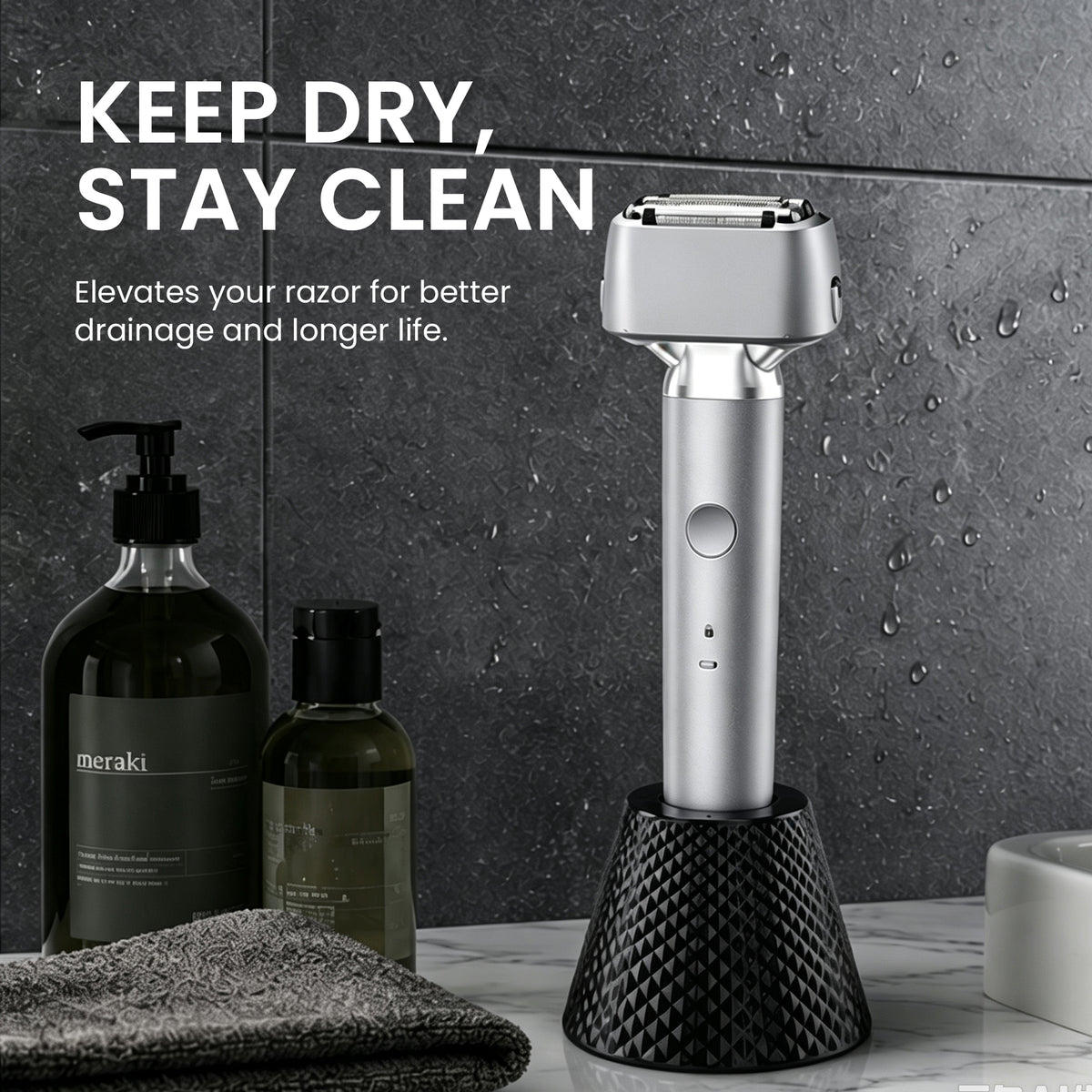 Linkidea Electric Shaver Stand, Compatible with Panasonic LM51 LM53 LM55 LM36 LM35 LM34, Anti-Tipping Countertop Holder for Vertical Storage (Black)