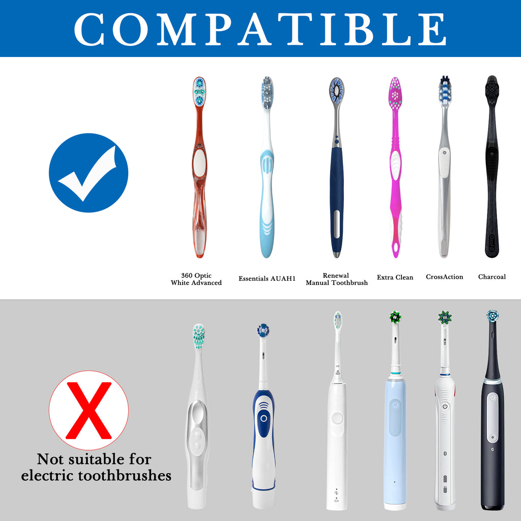 Linkidea Wallmount Toothbrush Holder with Cover for Shower, Space Saving Organizer for RV, Plastic Self Adhesive 6 Slots Tooth Brush Hanger Compatible with Oral-B CrossAction, ExtraClean