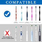 Linkidea Wallmount Toothbrush Holder with Cover for Shower, Space Saving Organizer for RV, Plastic Self Adhesive 6 Slots Tooth Brush Hanger Compatible with Oral-B CrossAction, ExtraClean