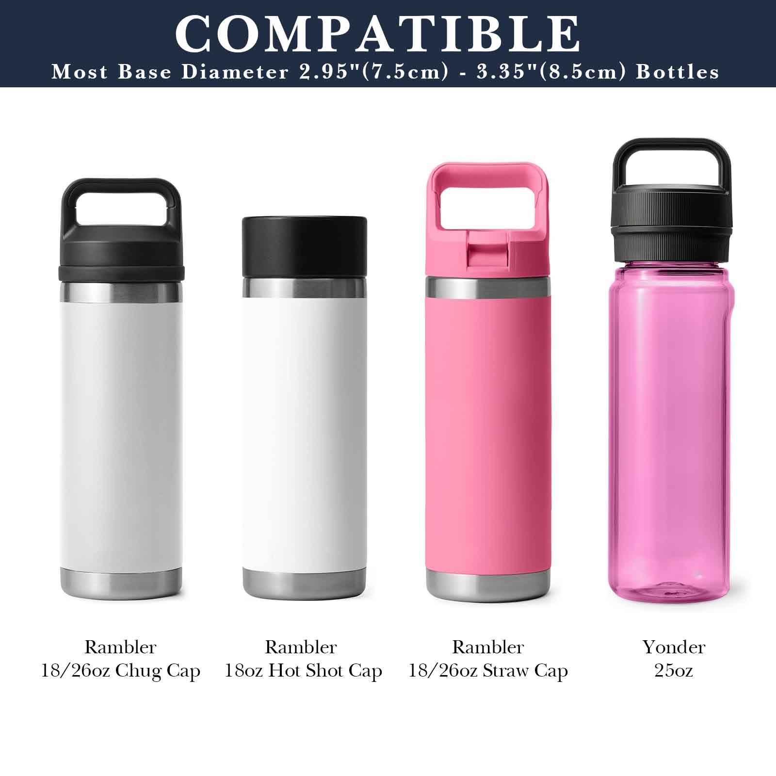 Linkidea Neoprene Water Bottle Carrier with Strap Compatible with YETI Rambler Bottle 18oz/26oz, Yonder 25oz, Insulated Waterbottle Sling Bag with Shoulder Strap, Navy Blue
