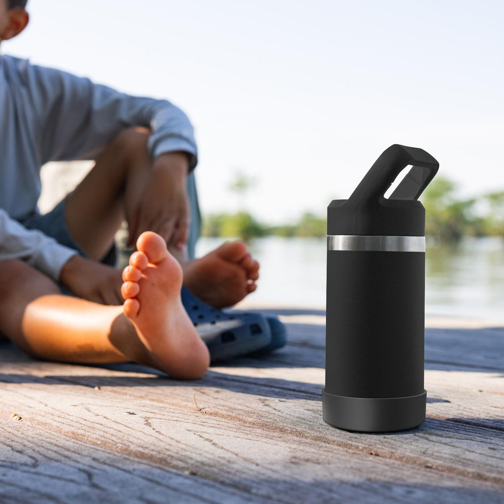 Linkidea 2 Pack Water Bottle Boot Compatible with YETI Rambler Jr. Kids 12oz, Rambler Bottle 12oz/18oz, Yonder 20oz, Silicone Anti-Slip Bottle Bottom Bumper Protector (Black)