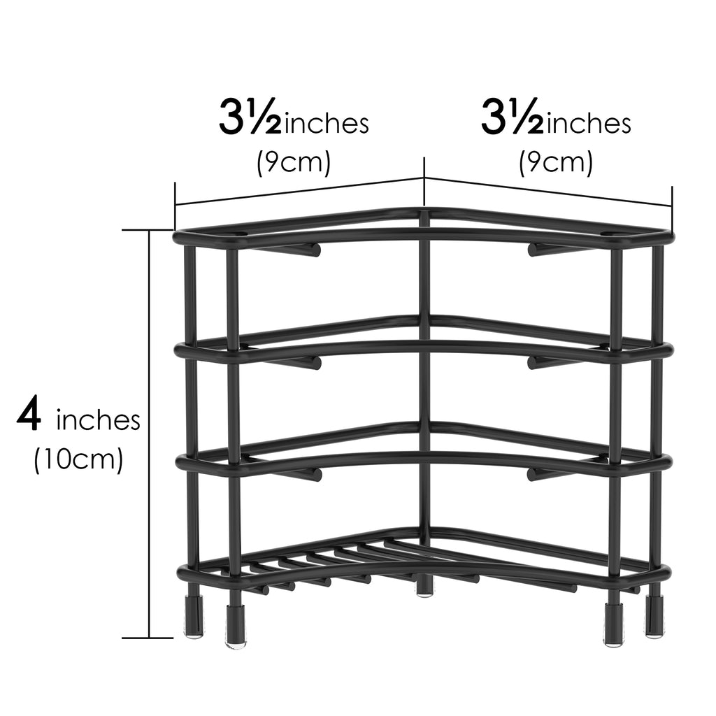 Linkidea Corner Wall Mount Toothbrush Holder for Bathroom, Stainless Steel Triangle Shelf for Tile Walls, Self Adhesive Electric Brush Toothpaste Organizer (Black)