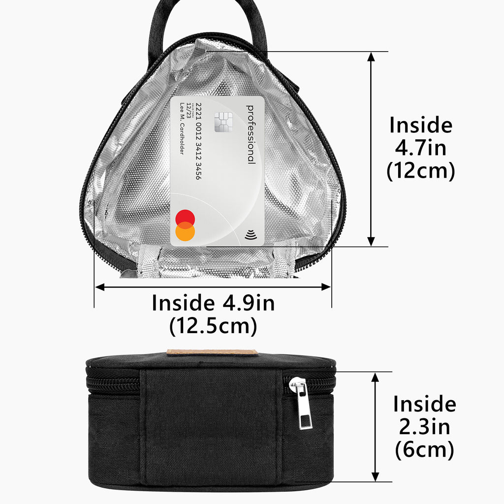 Linkidea Mini Reusable Snack Bags, Leakproof Insulated Snacks Storage Bag for Fruit, Compact Outdoors Lunch Box (Black)