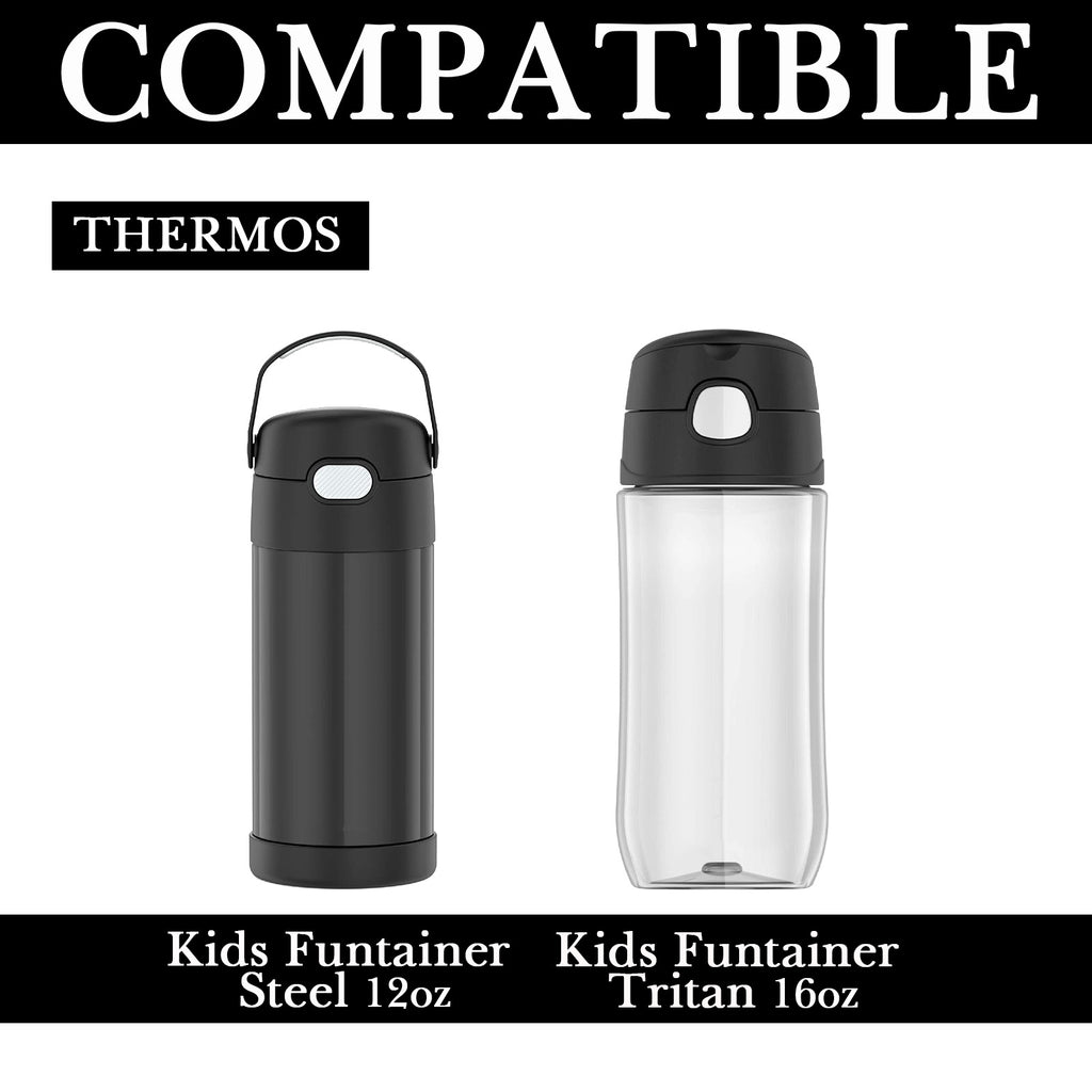 Linkidea Water Bottle Sleeve Compatible with Thermos FUNTAINER Tritan 16oz, Steel 12oz Kids Bottle, Waterbottle Holder Bag with Name Tag, Black