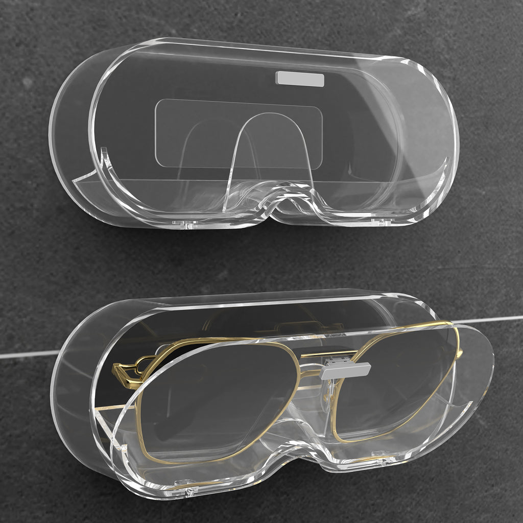 Extra Large Sunglasses Organizer Storage, Wall Mount Clear Eyewear Holder with Cover Compatible with Ray-Ban RB3548.RB4165/RBR0502/RB3647N/RB0360S/RB4420