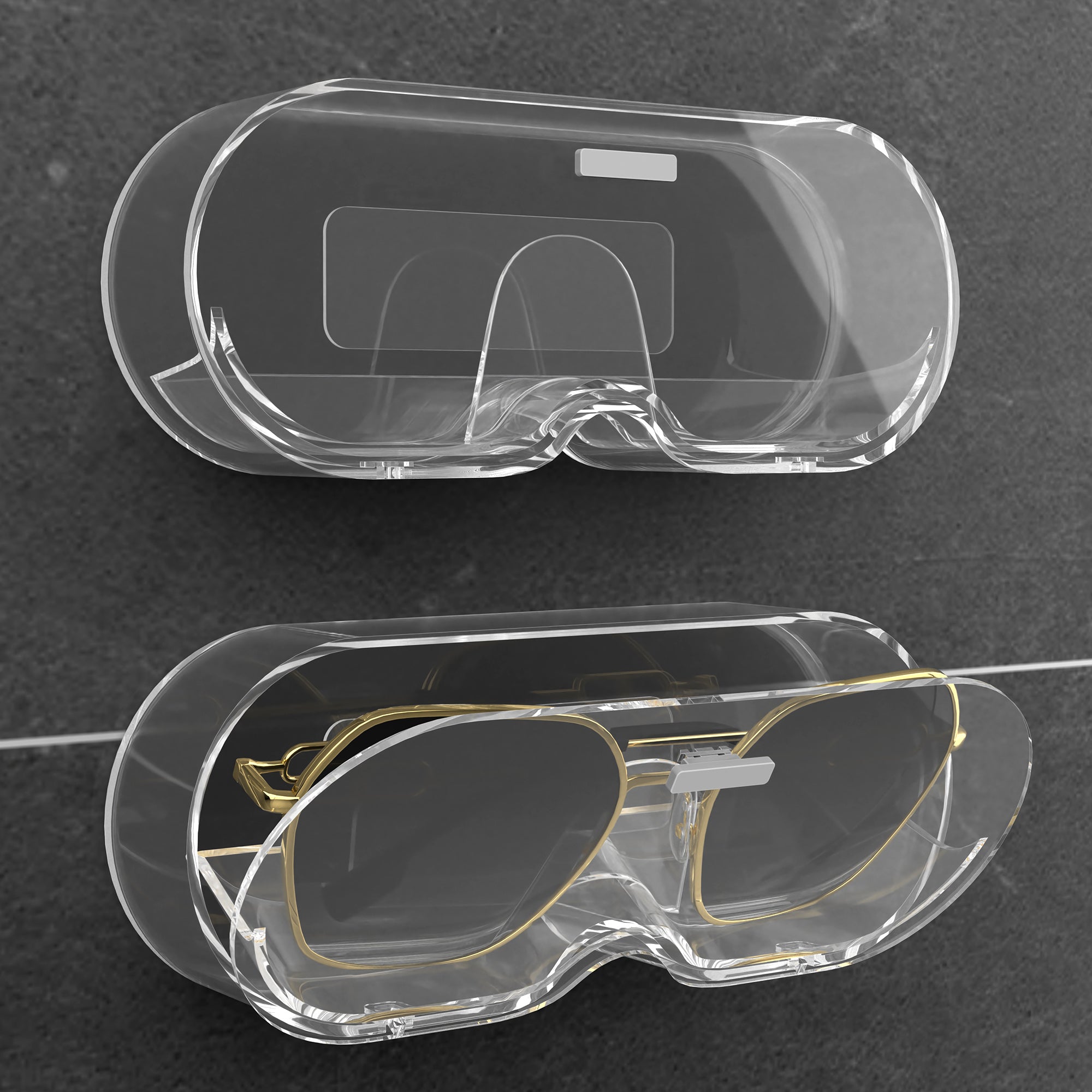 Extra Large Sunglasses Organizer Storage, Wall Mount Clear Eyewear Holder with Cover Compatible with Ray-Ban RB3548.RB4165/RBR0502/RB3647N/RB0360S/RB4420