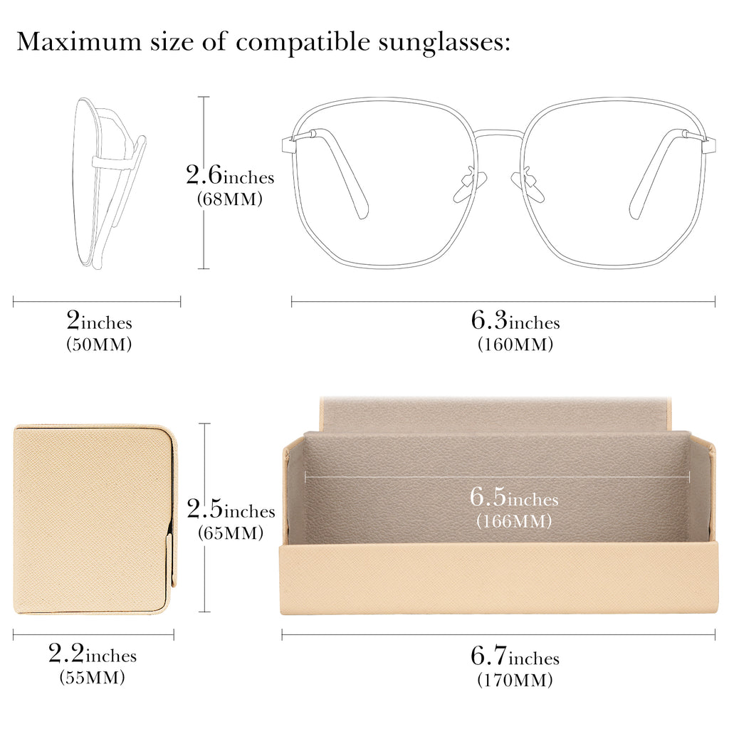 Extra Large Hard Shell Sunglasses Case, Oversized Sun Glasses Storage Organizer Compatible with Randolph AF323/AF281/AF287/AF256/AF138/AF247/AF139/AF246/AF119 (XXL/Beige)