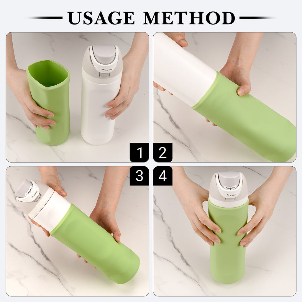 Linkidea Silicone Water Bottle Sleeve Compatible with Owala FreeSip 24oz, Anti-Slip Protector Waterbottle Boot, Bottle Bumper Cover, Green