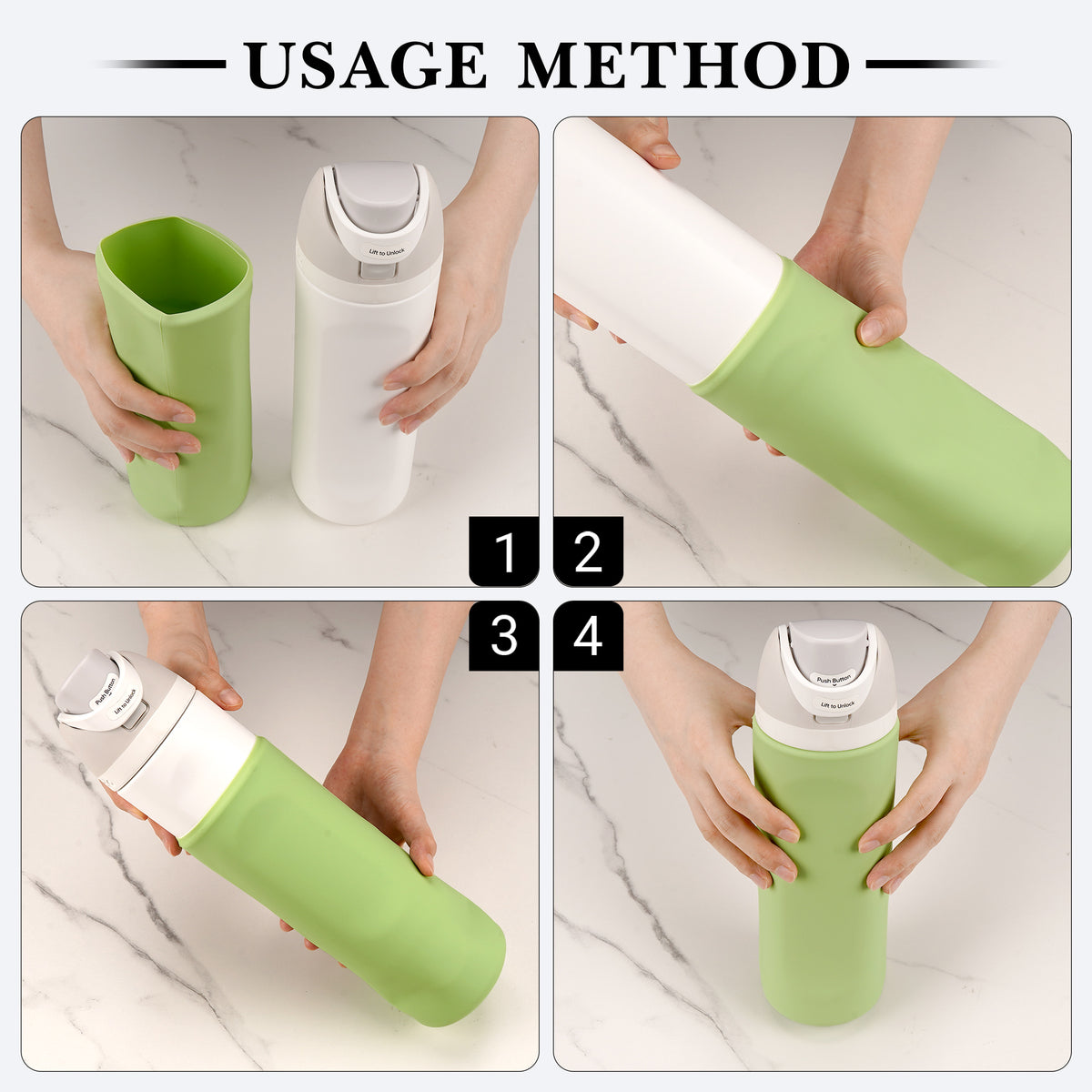 Linkidea Silicone Water Bottle Sleeve Compatible with Owala FreeSip 24oz, Anti-Slip Protector Waterbottle Boot, Bottle Bumper Cover, Green