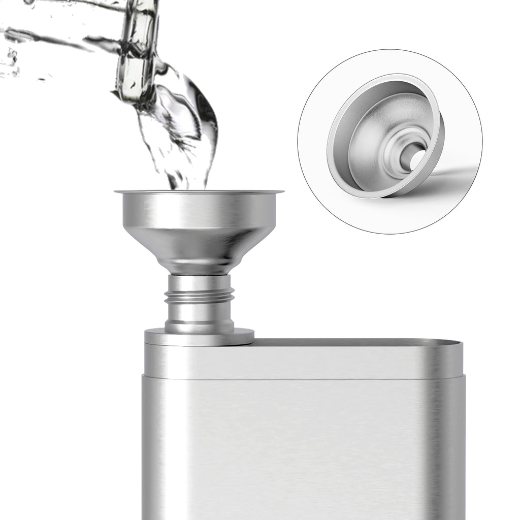 Linkidea 2oz Stainless Steel Hip Flask with Cigar Tube and Funnel, Portable Travel Case Fits 50 Ring Gauge, Gift for Men (Silver)