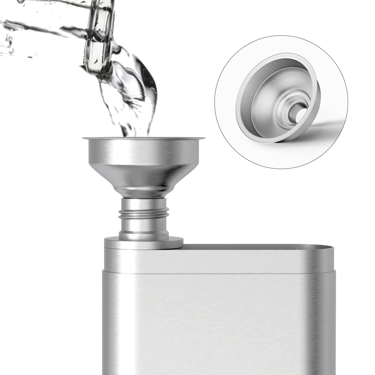 Linkidea 2oz Stainless Steel Hip Flask with Cigar Tube and Funnel, Portable Travel Case Fits 50 Ring Gauge, Gift for Men (Silver)