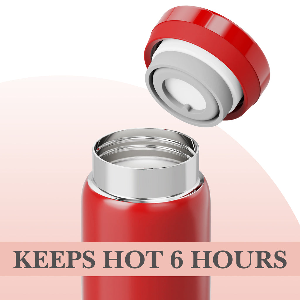 Linkidea 6.8oz (200ml) Mini Water Bottle, Vacuum Insulated Stainless Steel Bottle for Hot & Cold Drinks, Spill-Proof Small Bottle Fit Handbag, Purse and Pocket (Red)