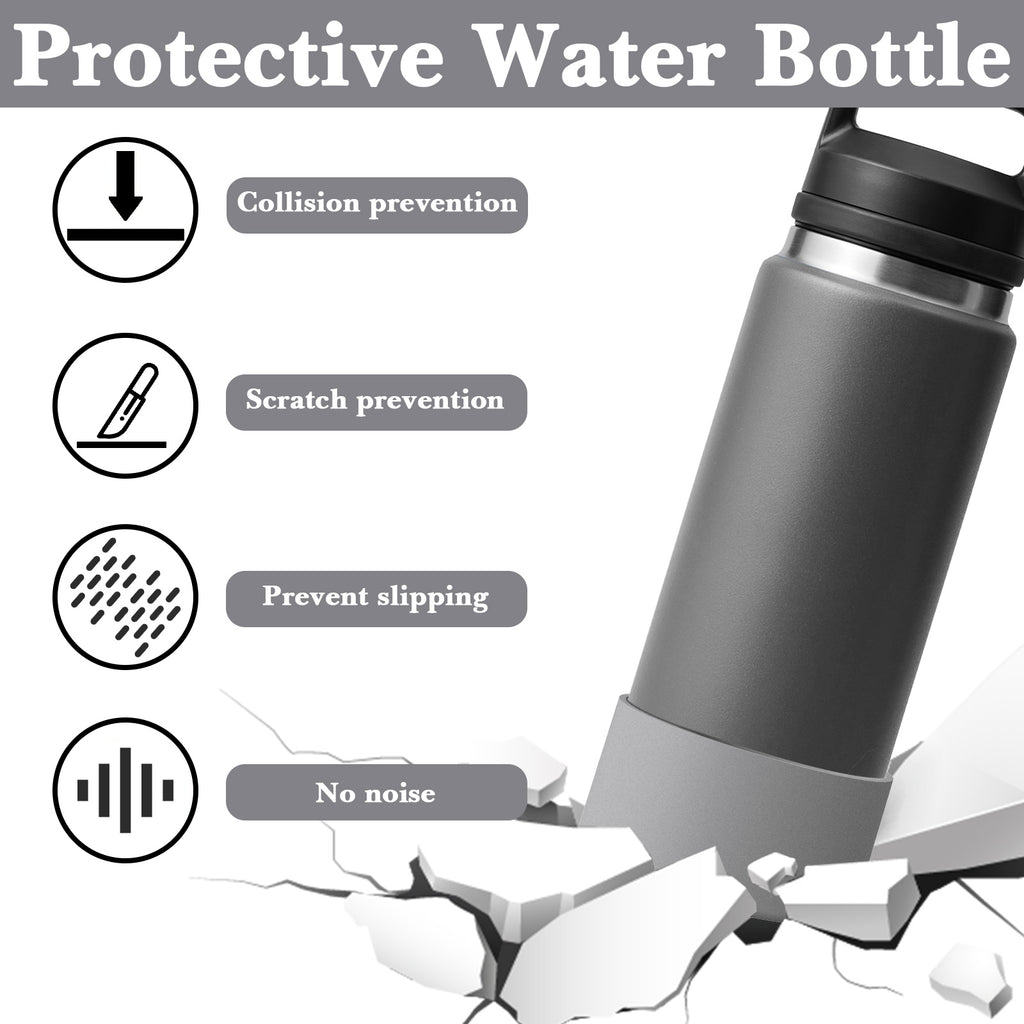 Linkidea Water Bottle Boot Compatible with YETI Rambler Bottle 26oz, Yonder 34oz, Silicone Anti-Slip Water Bottle Bottom Sleeve Cover Protector (Grey / 2 Pack)