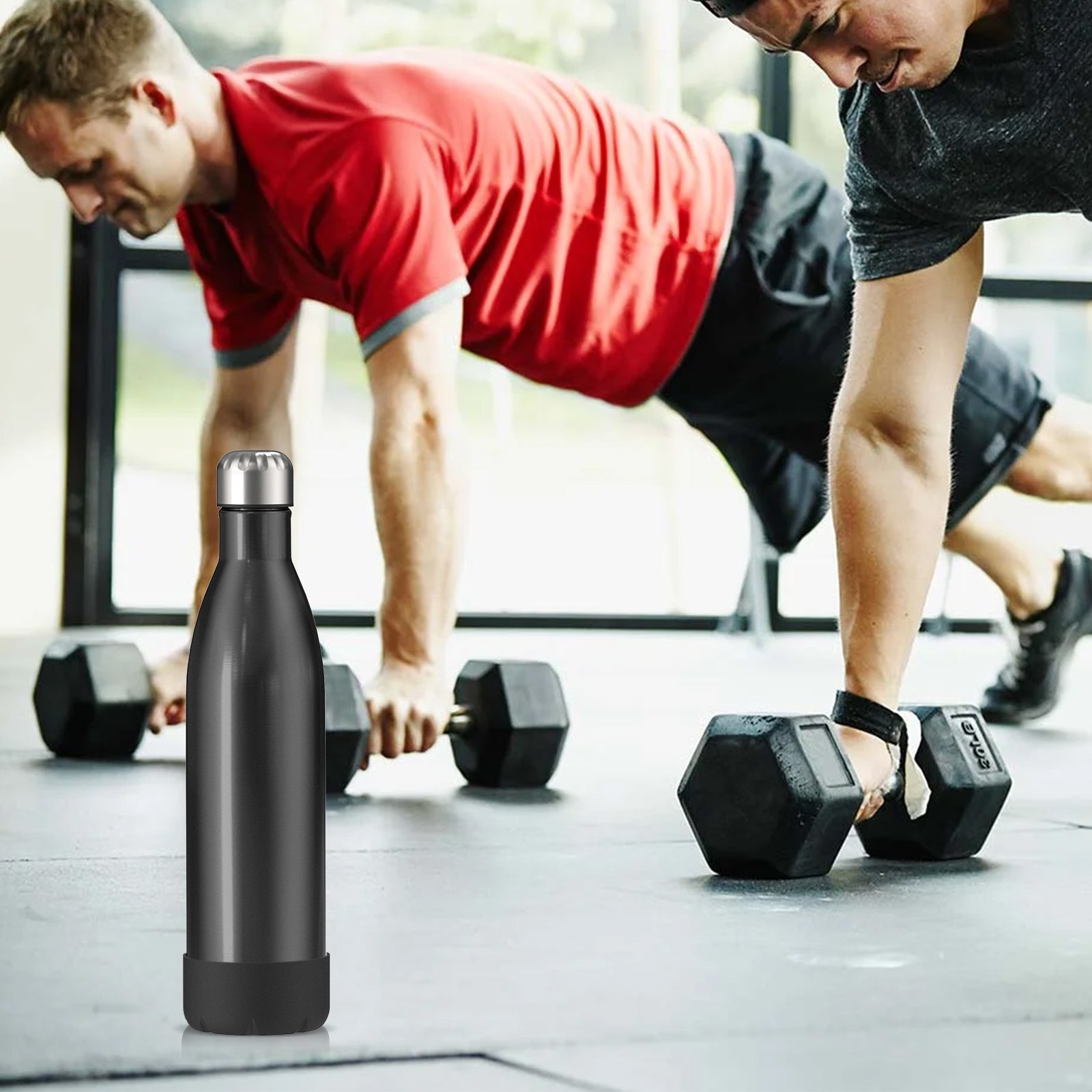 Linkidea 2 Pack Water Bottle Boot Compatible with 25oz ORIGINAL, BJPKPK, Konokyo 25oz Cola Shaped Bottles, Silicone Bottle Boot Bottom Sleeve Cover Protector, Bottle Bumper (Black)