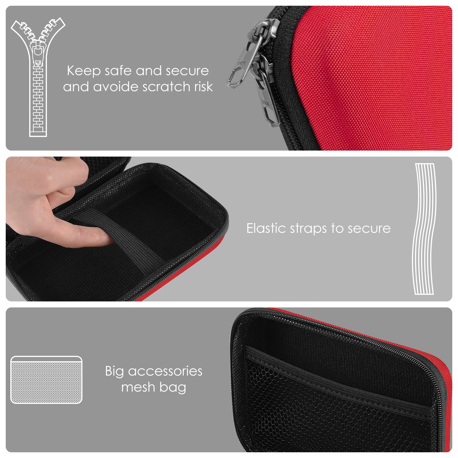 Linkidea Handheld Game Console Carrying Case, Protective Travel Retro Mini Game Storage Bag for Charging Cable, Earplugs, Batteries and Accessories (Red)