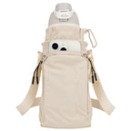 Linkidea Water Bottle Carrier with Strap Compatible with Owala FreeSip 24oz/32oz, IRON FLASK Wide Mouth 32oz, Bottle Shoulder Strap Bag Holder with Phone Pocket (Beige)