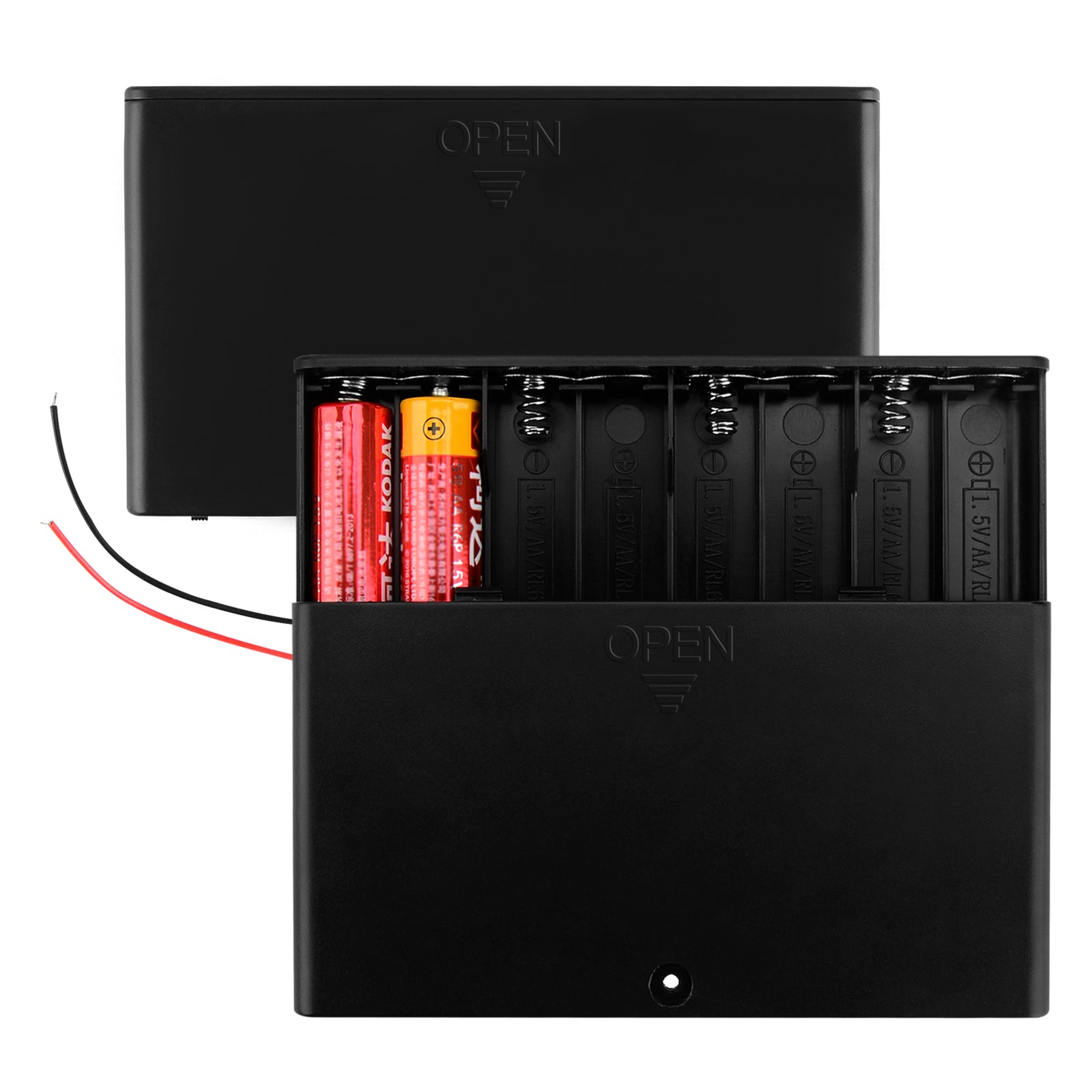 Linkidea 12v Battery Case with Switch, 8 x AA 12V Batteries Holder Box with Wired Leads and On/Off Switch (2 Pack)