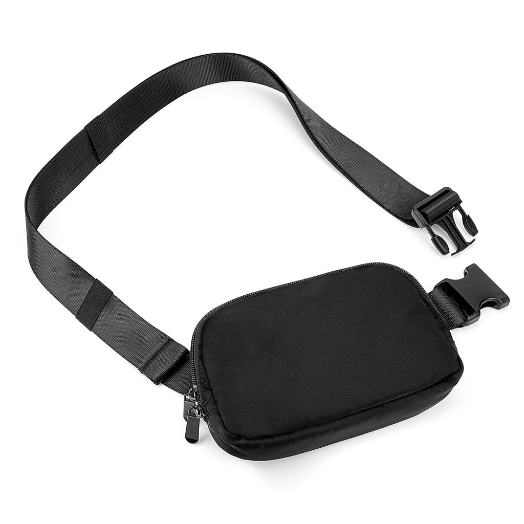 Extra Long Strap Fanny Pack, 60 Inch Max Adjustable Plus Size Crossbody Bag, Extended Length Waist Bag, Everywhere Belt Bag 1L, Black