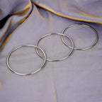 Plus Size Bangle Bracelets Set for Women, Set of 6 Stainless Steel Extra Large Round Silver Bangles Fashion Accessories, 9.8 Inches (XXL)