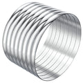 80 mm (3.15") XXL Bangle Set for Women, 6 mm Wide Silver-Tone Stainless Steel Stackable Bracelets - Fits Palm Width 110-118 mm