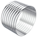 80 mm (3.15") XXL Bangle Set for Women, 6 mm Wide Silver-Tone Stainless Steel Stackable Bracelets - Fits Palm Width 110-118 mm
