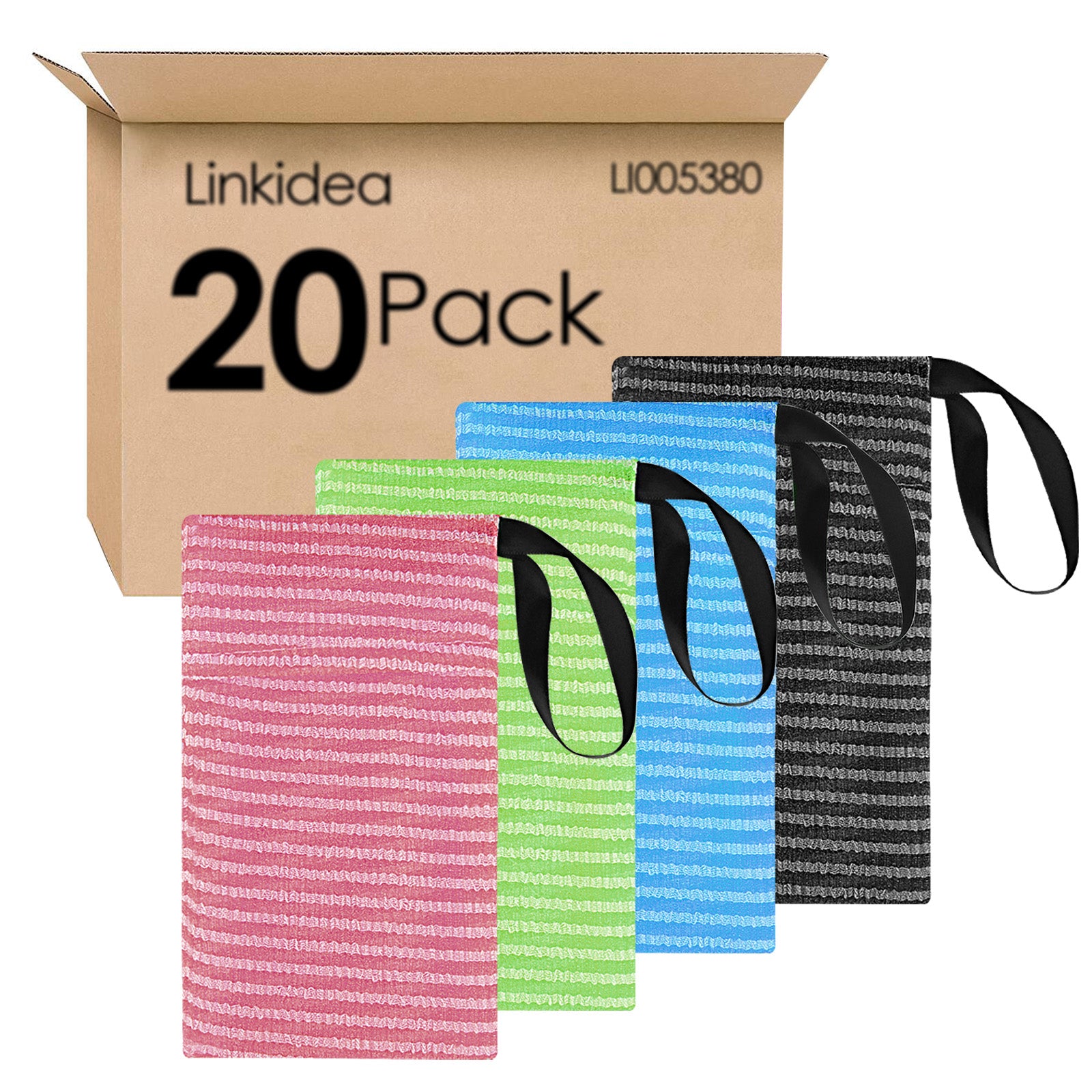 Linkidea 20 Pack Nylon Exfoliating Mesh Soap Bag Bulk Pack, Wholesale Multi-Pack Bar Soap Saver Pouch with Drawstring, Exfoliator Body Scrubber for Bath Shower