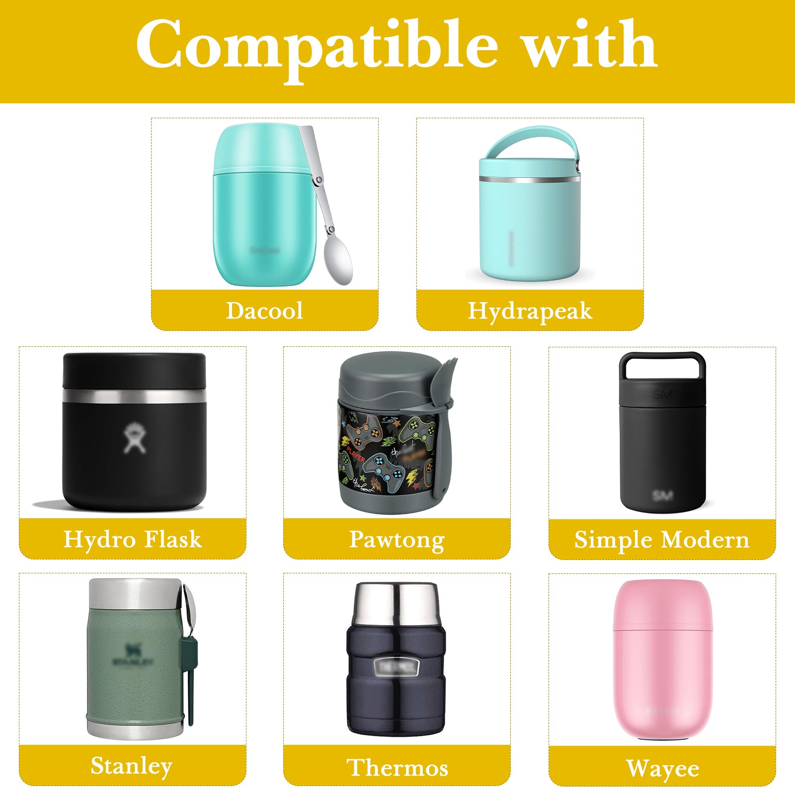 Linkidea Insulated Food Jar Bag, Thermal Snack Container, Portable Storage Pouch for Can, Suitable for Office Work, Outdoor Picnics, Compatible with Thermos, Hydro Flask, Hydrapeak (Yellow)