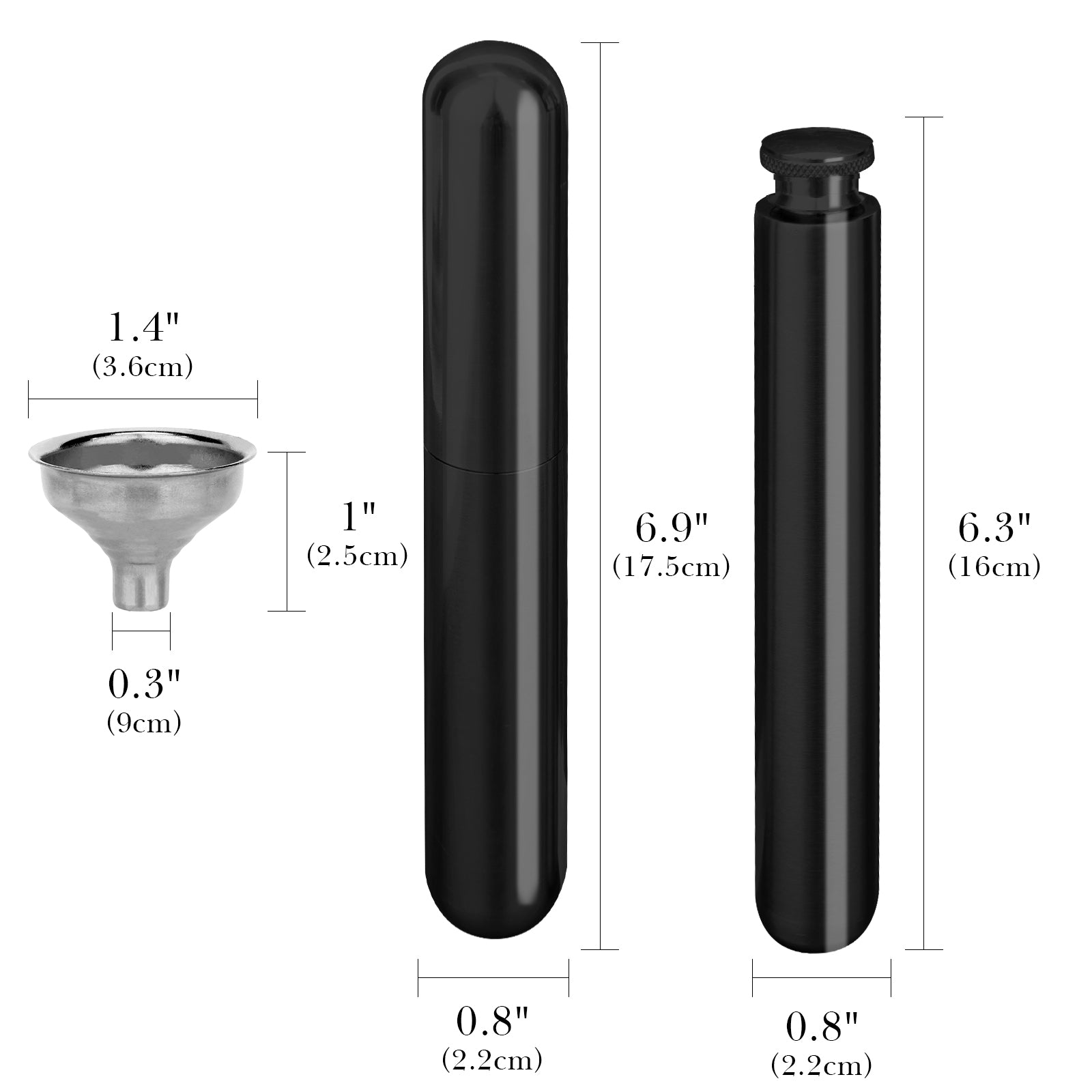 Linkidea Stainless Steel Hip Flask with Cigar Holder and Funnel, Portable Travel Flask for Cigars & Alcohol Storage (Black 2 Oz Capacity)