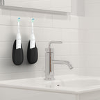 Linkidea 2 Pack Electric Toothbrush Holder Wall Mounted, Silicone Wallmount Power Toothbrush Storage Organizer, Adhesive Tooth Brush Hanger Compatible with Oral-B iO Series 4, Pro 3000(Black)