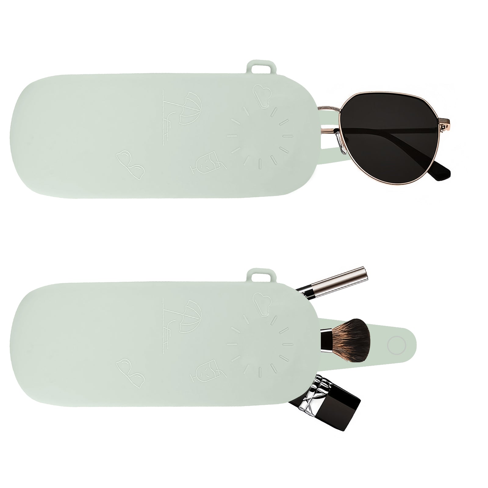 Extra Large Sunglasses Pouch Case, Silicone Oversized Sun Glasses Organizer Soft Bag Compatible with TOM FORD FT0965 FT0992 Gucci GG1105S GG1377S PR 29YS Runway (XXL, Green)
