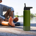 Linkidea 2 Pack Water Bottle Boot Compatible with IRON °FLASK Wide/Narrow Mouth 12oz/14oz/16oz/18oz/20oz/22oz/24oz, Silicone Bottle Bottom Sleeve Cover Bumper Protector (Army Green)