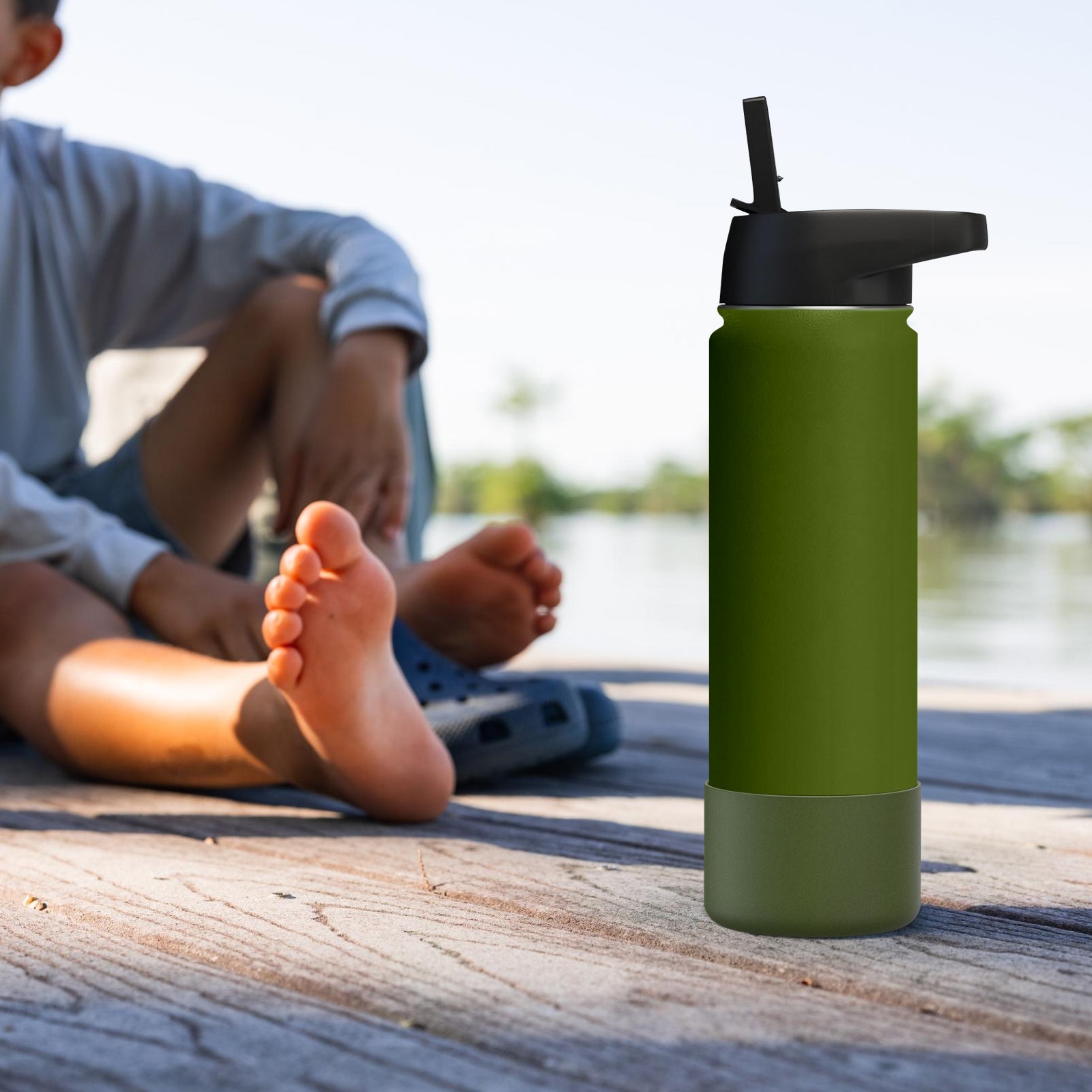 Linkidea 2 Pack Water Bottle Boot Compatible with IRON °FLASK Wide/Narrow Mouth 12oz/14oz/16oz/18oz/20oz/22oz/24oz, Silicone Bottle Bottom Sleeve Cover Bumper Protector (Army Green)