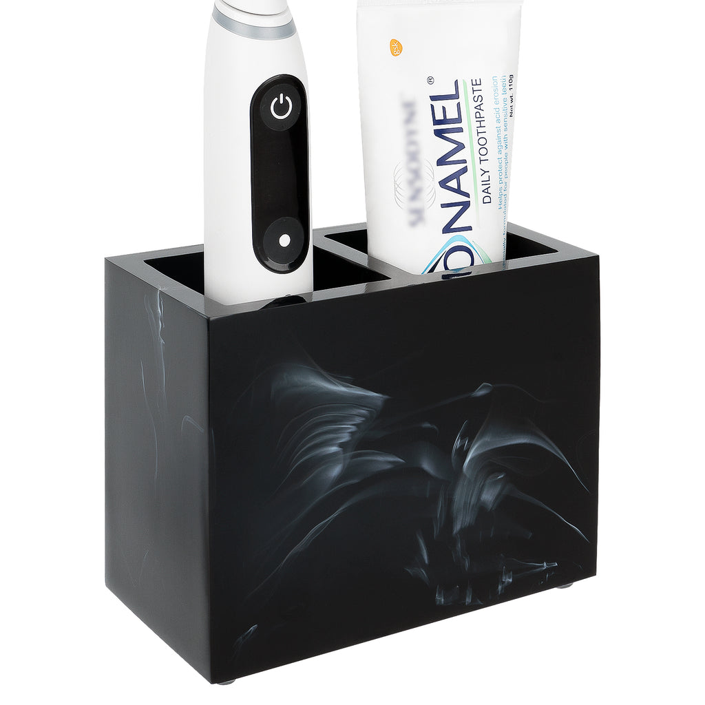Linkidea Countertop Toothbrush Holder for Bathroom, Resin Brush Stand for Electric Toothbrush and Toothpaste, Organizer Compatible with Oral-B iO Series, Philips Sonicare, Aquasonic(Black)