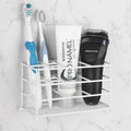 Linkidea Ventilated Toothbrush Holder Wall Mounted, Non-Slip Electric Brush and Toothpaste Storage Organizer, 7 Slots Multifunctional Rack for Razor, Shaver, Comb (White)