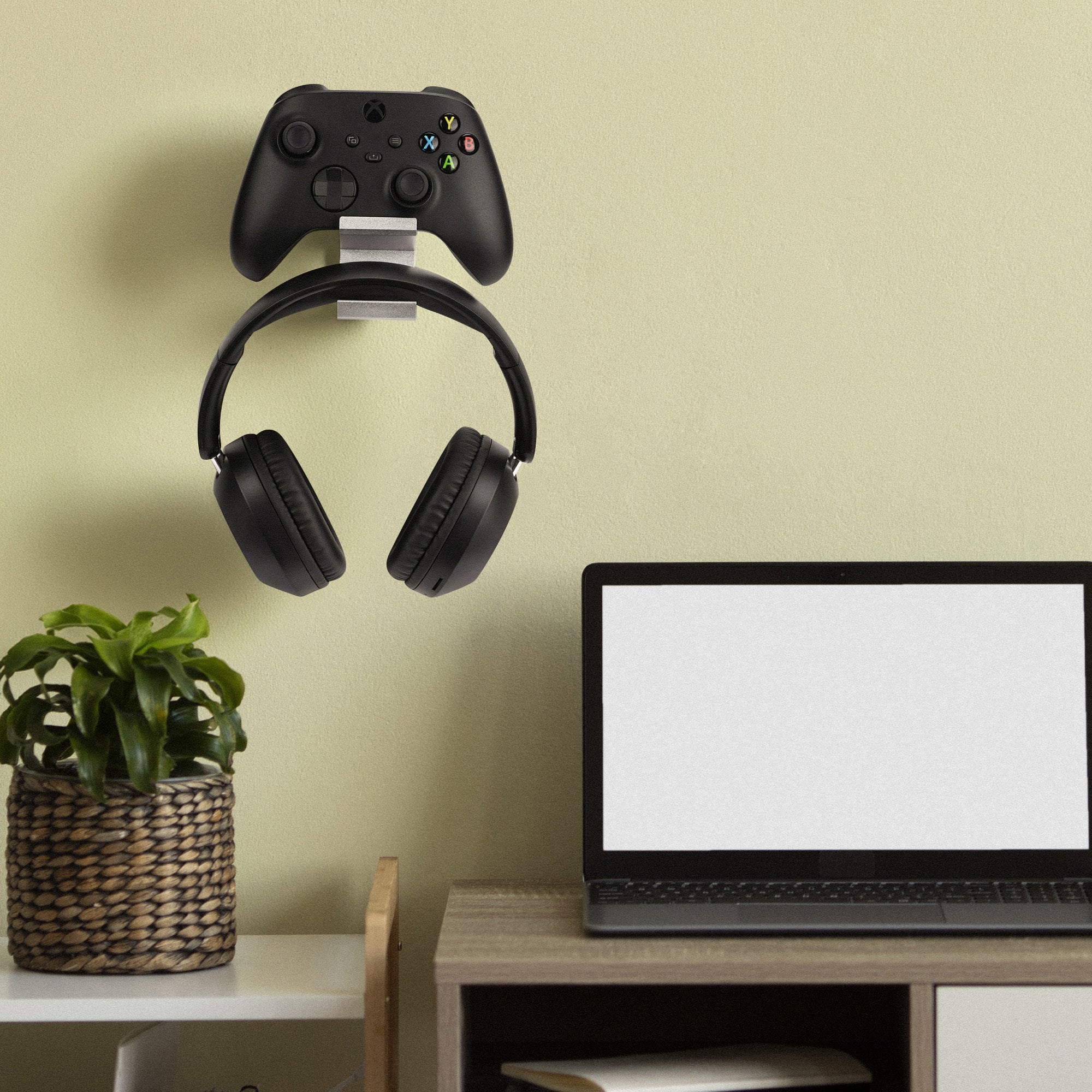 Linkidea Gaming Headset & Controller Wall Mount Holder, Dual Gamepad and Headphone Hanger Stand for PS5/PS4/Xbox One/360/PC, Space-Saving Gaming Accessories Organizer