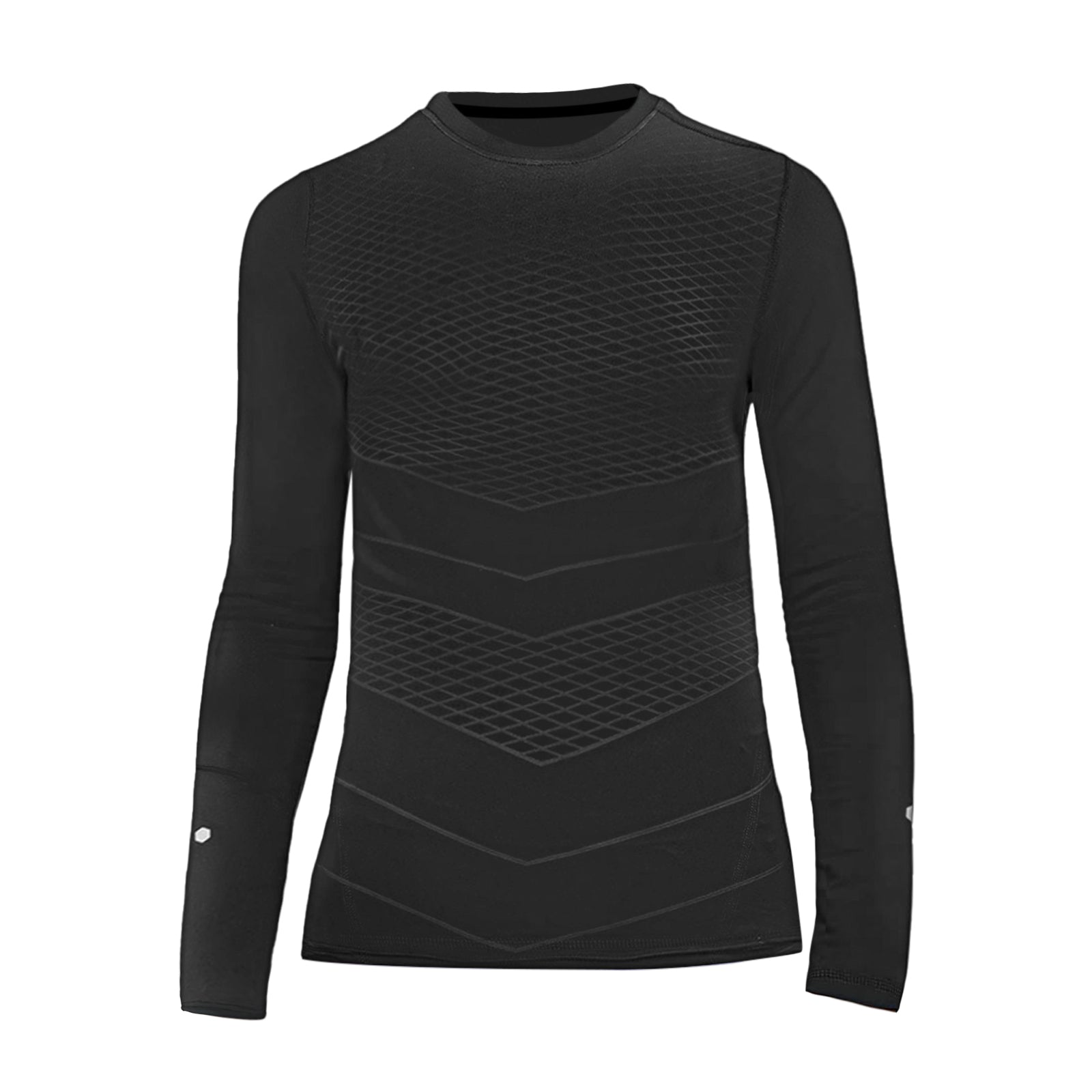 Soccer Compression Shirt for Kids, Breathable Moisture Wicking Long Sleeve Undershirt, Athletic Performance Base Layer Cold Weather Shirts for Child Age 14 - 15 (Black, Size L)