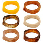 Bangle Bracelets Set for Women, 6 Pack Acrylic Resin Chunky Colorful Bracelet Wide Geometric Irregular Wristbands Fashion Jewelry