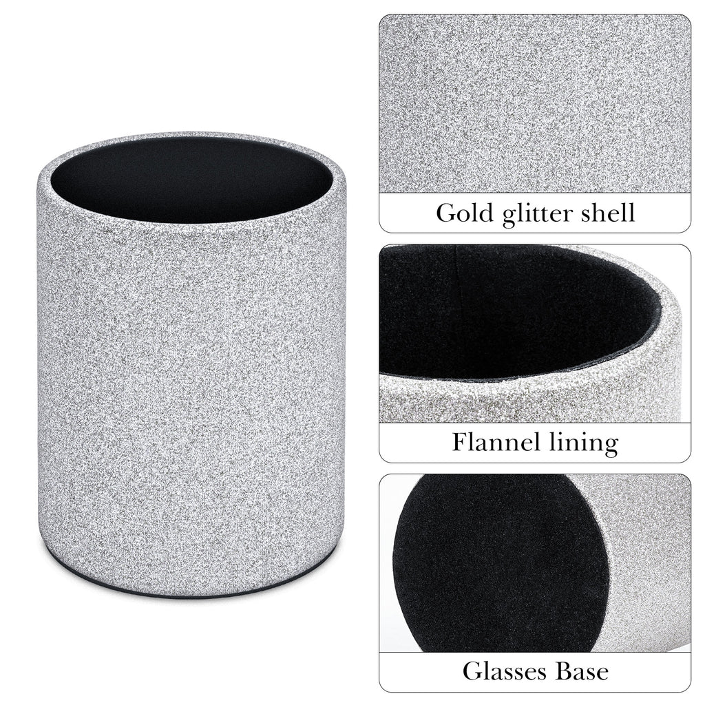 Extra Large Sunglasses Desk Holder Stand, 2 Pack Silver Vegan Leather Sunwear Storage with Flock Lining, Eyeglasses Display Organizer Compatible with Gucci GG1556S/GG0418S/GG0713S/GG1546S